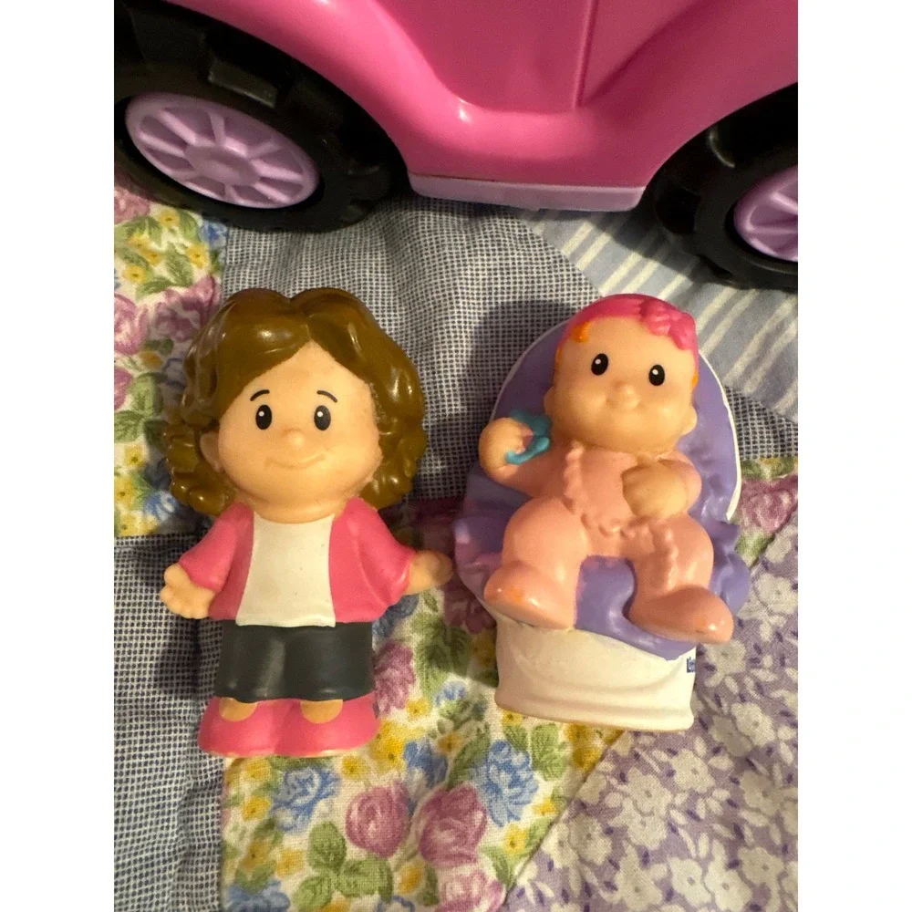 Fisher Price Little People Pink SUV Car Mom and Baby Figures Toy Set WORKS CLEAN